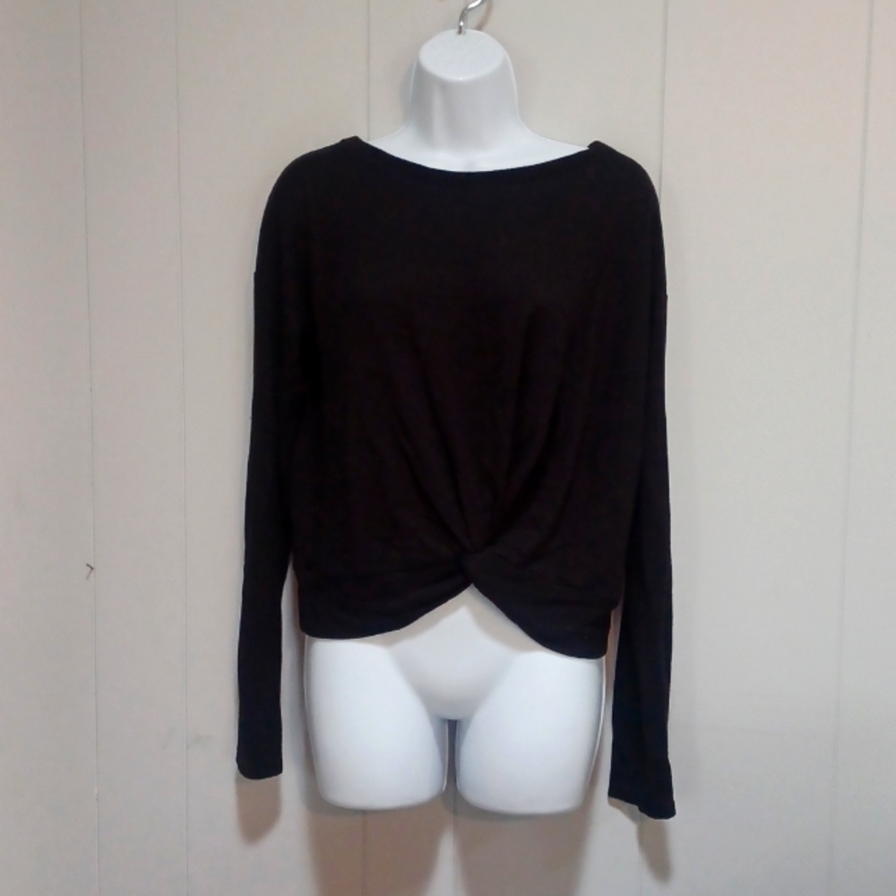 Z by Zella Black stretch long sleeve top with knot size Small